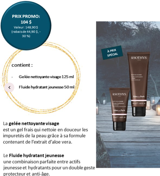 Duo Homme nettoyant et crème fluide hydratant visage /  Men Cleansing and rejuvenating moisturizer fluide Duo